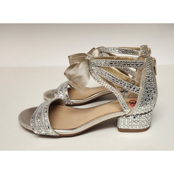 Gianni Bini-GB Girl's Silver Studded Back Zipper D'Orsay Heel Shoes Size 2M - Picture 10 of 12